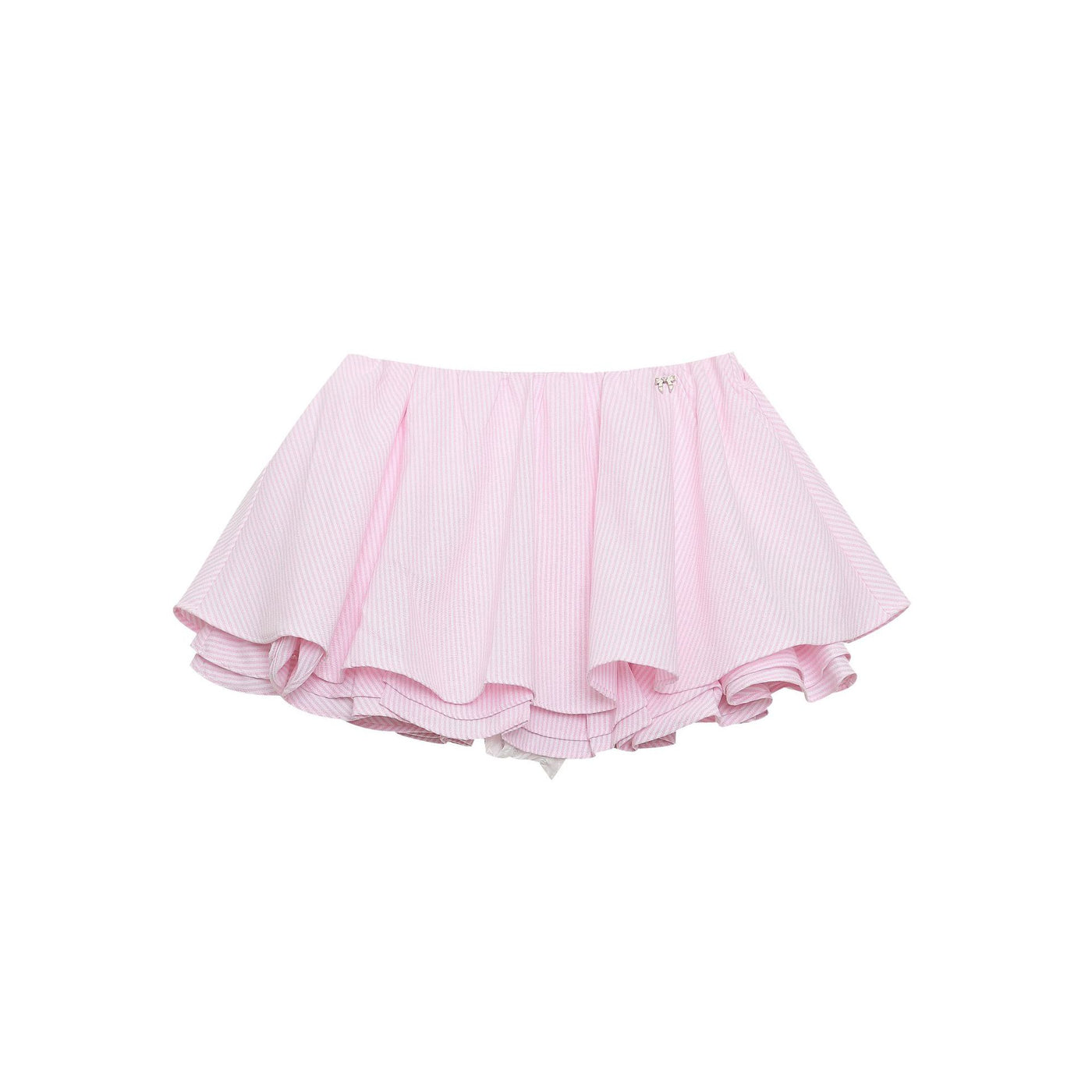 Jupe bulle courte ligne A taille haute amincissante – Style girly à rayures — Vue produit