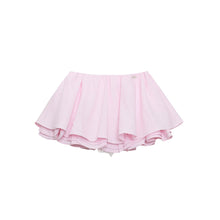 Vue produit — Jupe bulle courte ligne A taille haute amincissante – Style girly à rayures