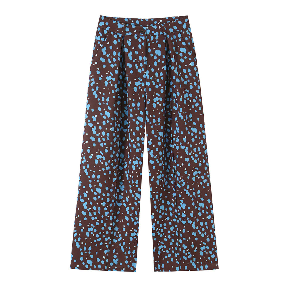 Modern polka dot belt suit+pants suit for women — détail