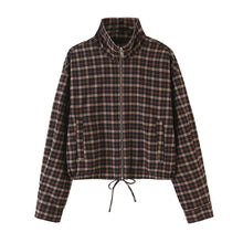 Détail produit — Loose zipper plaid jacket+skirt pants set for women