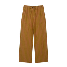 Détail produit — V-neck linen striped shirt+pants set for women