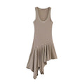 Asymmetric striped Midi women's dress — coloris Stripe
