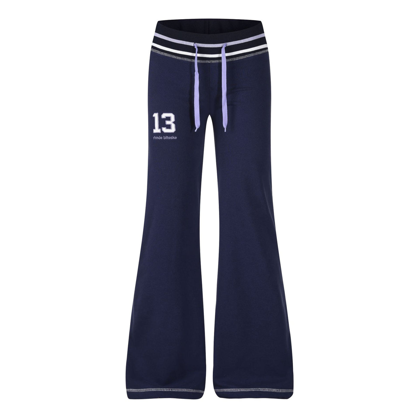 Pantalon de jogging évasé taille basse pour femme, coupe ajustée, ceinture rayée brodée — Vue produit