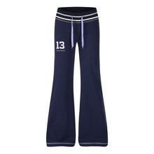 Vue produit — Pantalon de jogging évasé taille basse pour femme, coupe ajustée, ceinture rayée brodée