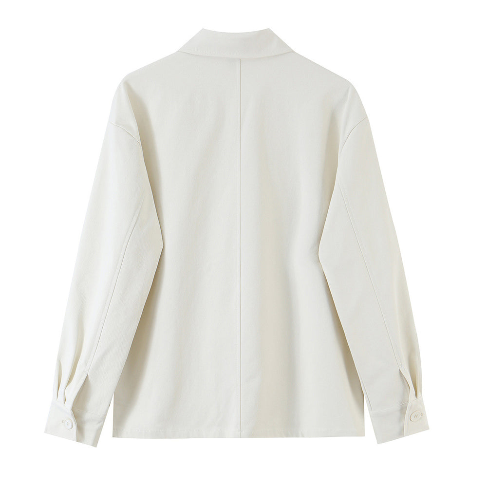 Single row buckle loose shirt+pants set for women — autre détail