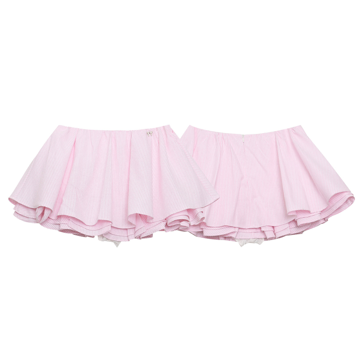 Jupe bulle courte ligne A taille haute amincissante – Style girly à rayures