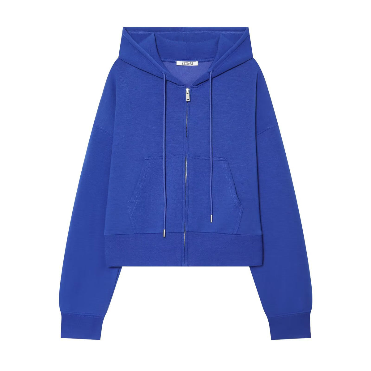 Zipper hooded double-sided fabric hoodie+pants set en situation