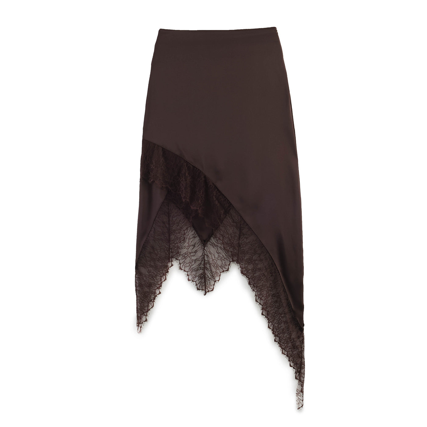 Jupe irrégulière assemblée en dentelle – Mini, style slip skirt féminin — Détail produit