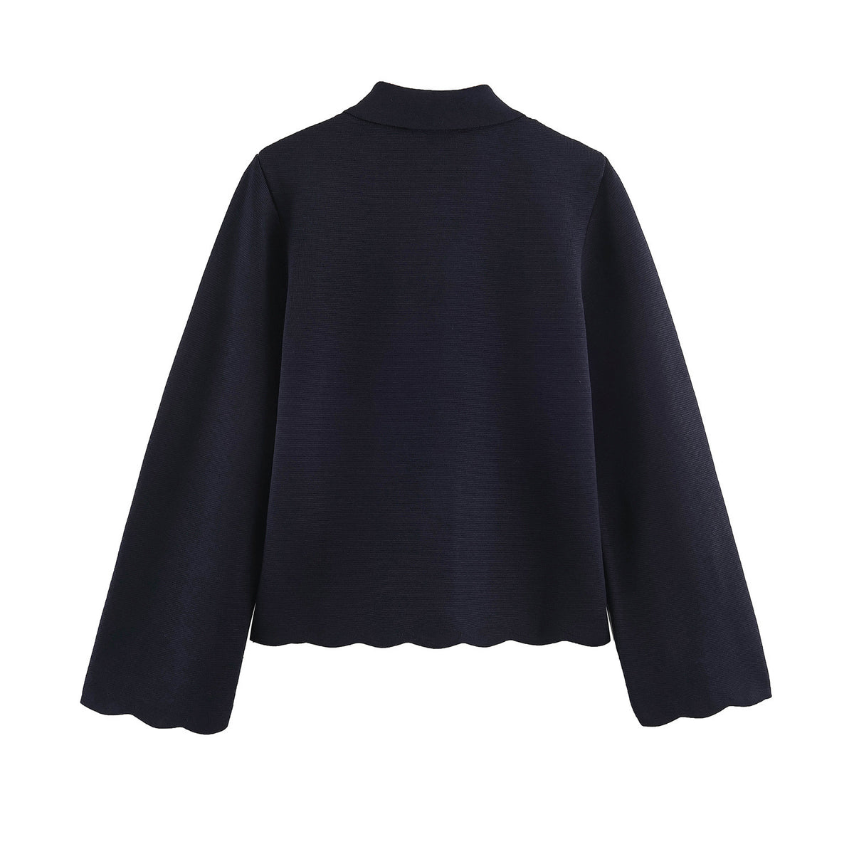 Wave hem knitted jacket+half skirt set for women