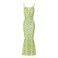 Floral spaghetti strap dress — coloris Yellow
