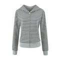 Women's Gray Striped Sweatshirt and Wide Leg Sweatpants Casual Loose Two-Piece Set — coloris Dark Gray Striped Jacket