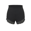 Women's Off Shoulder Flared Sleeve Slim Fit Knit Top Lace Bodycon Shorts Two Piece Set — coloris Black shorts