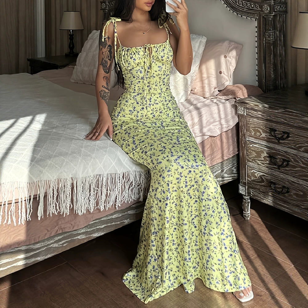 Floral spaghetti strap dress — autre détail