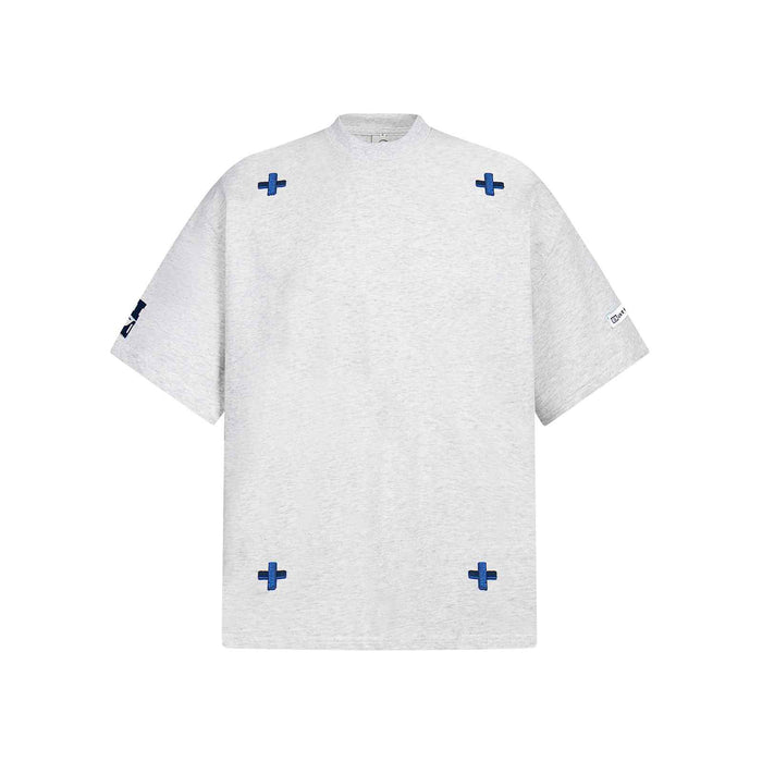 T-shirt Oversize Homme – Croix Brodée, Coupe Ample, Couple
