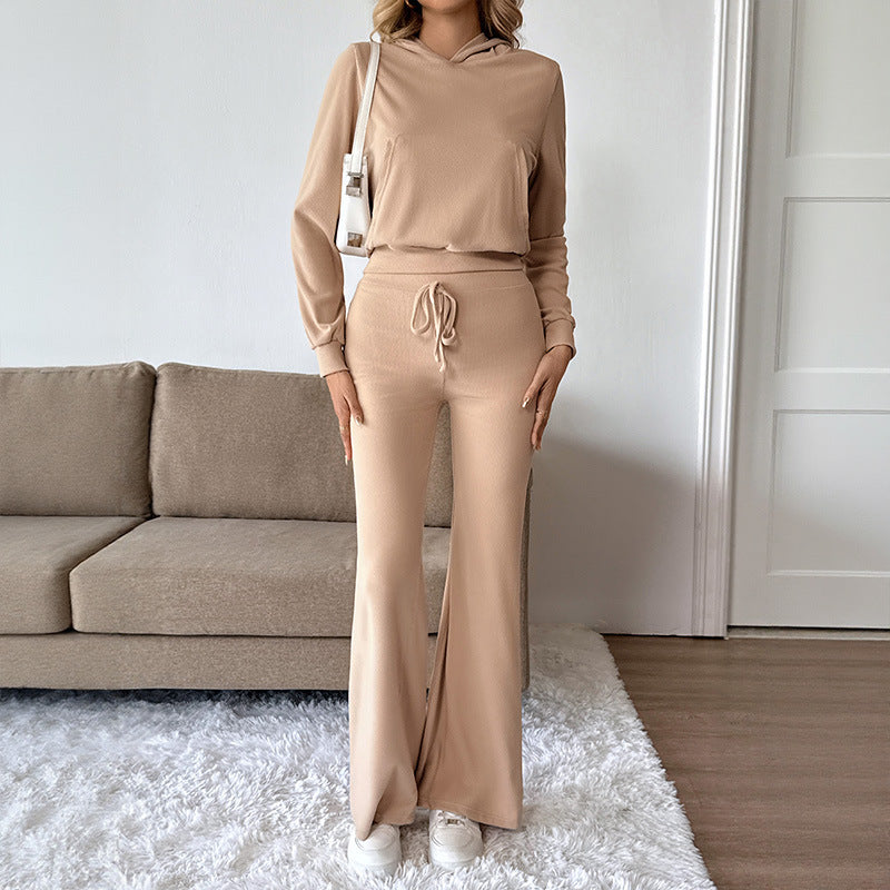 Women's Hooded Sweatshirt and Casual Pants Two-Piece Set — Vue produit