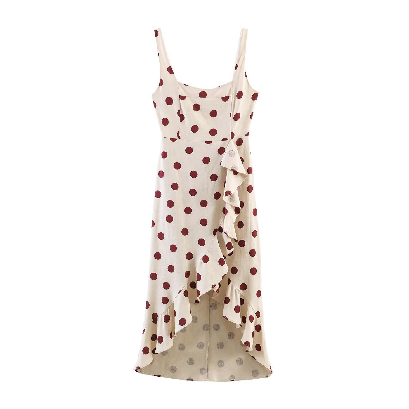 Irregular linen blended MIDI dress — Vue produit