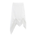 Jupe irrégulière assemblée en dentelle – Mini, style slip skirt féminin — coloris White
