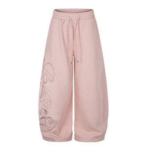 Wide Leg Sweatpants with Star Sequin Embroidery