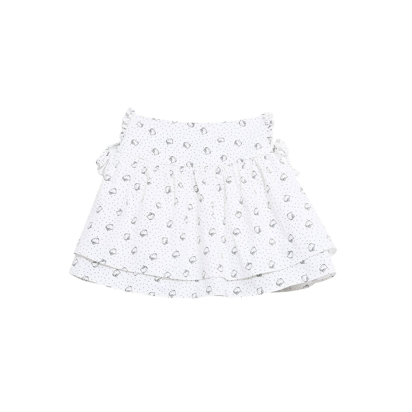 White Polka Dot Cat Patchwork Skirt Pants Side Tie Loose Slimming Sweet Girl Chic Short Skirt — Vue produit