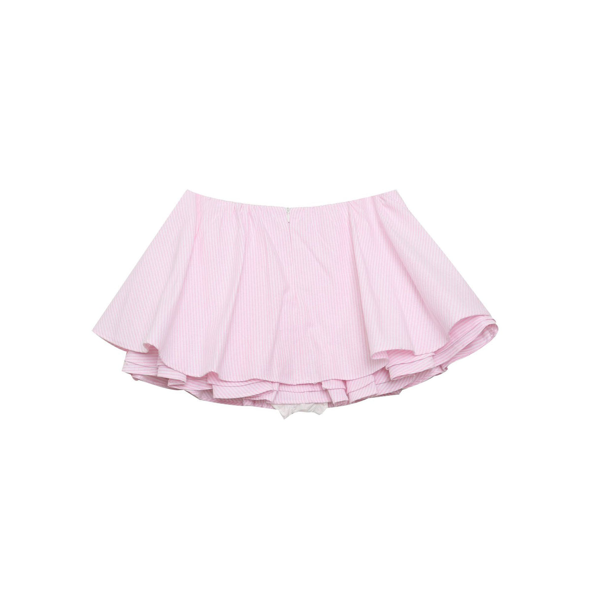 Jupe bulle courte ligne A taille haute amincissante – Style girly à rayures en situation