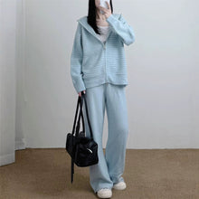 Détail produit — Hooded cardigan sweater loose wide leg pants set