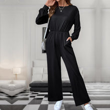 Détail produit — Casual  Solid Color Long Sleeve Pocket Draping Jumpsuit for Women