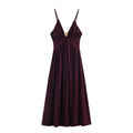 Robe midi dos nu avec accessoires décoratifs – Taille haute, sans manches — coloris Brown