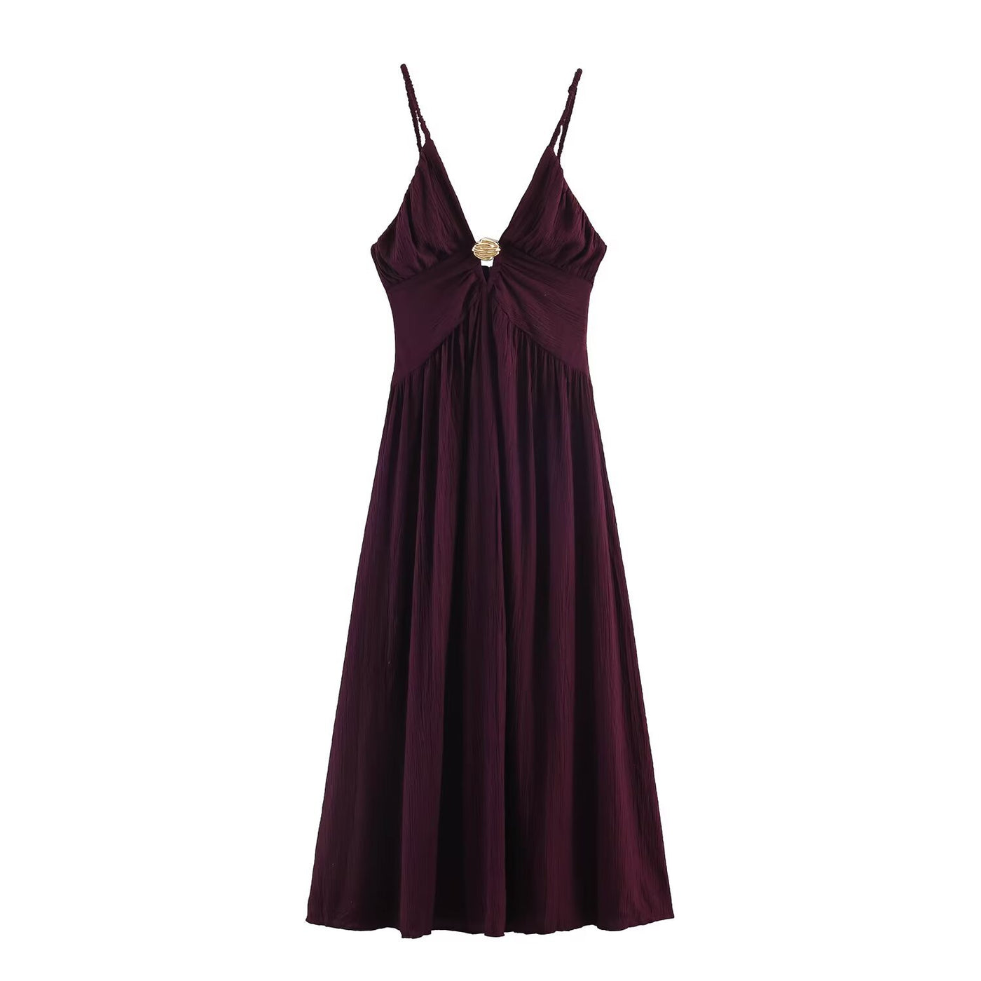 Robe midi dos nu avec accessoires décoratifs – Taille haute, sans manches — Vue produit