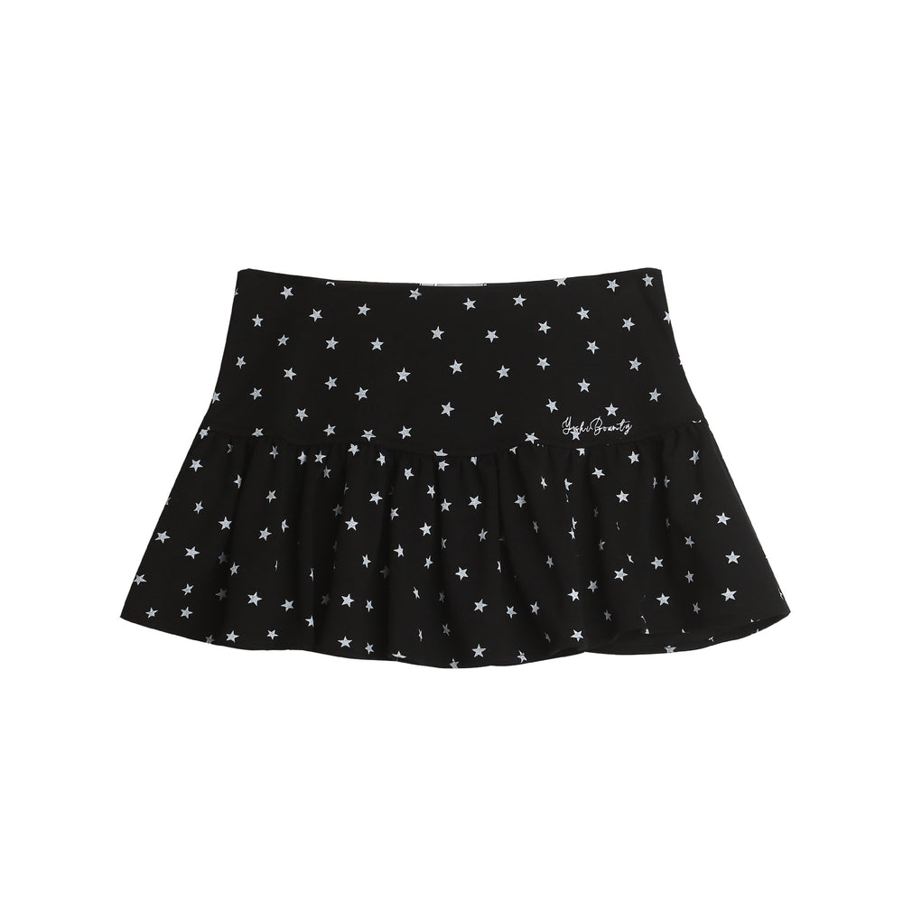 Jupe ligne A taille haute à pois anti-transparence – Mini jupe style girly — détail