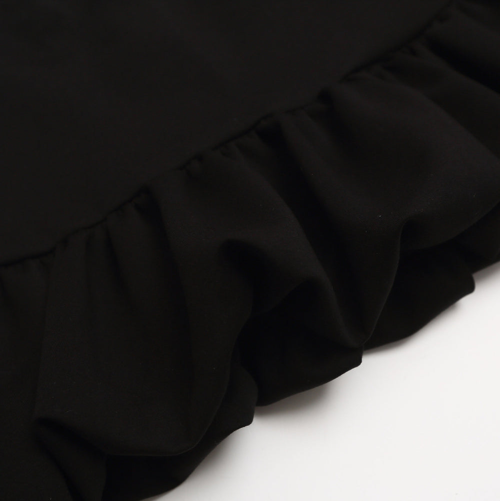 Jupe bulle noire courte ligne A taille haute amincissante – Mini jupe femme — détail