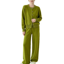 Détail produit — Zipper knit sweater wide leg straight leg pants solid color two-piece set