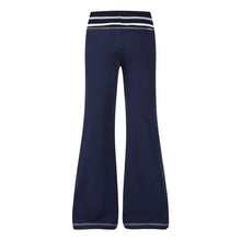 Détail produit — Pantalon de jogging évasé taille basse pour femme, coupe ajustée, ceinture rayée brodée