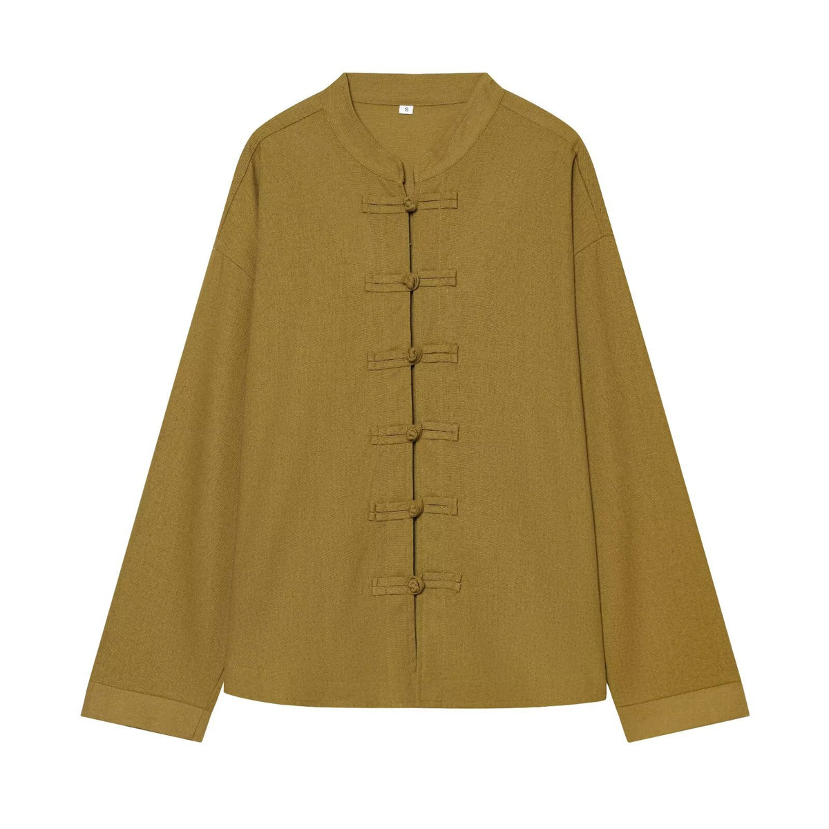 Rope knot buckle linen long sleeved shirt+pants set for women en situation