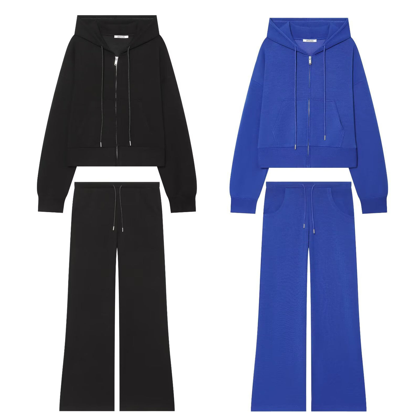Zipper hooded double-sided fabric hoodie+pants set — Détail produit