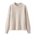 Solid Color Round Neck Relaxed Fit Knit Top and Shorts Set for Women — coloris Apricot Sweater