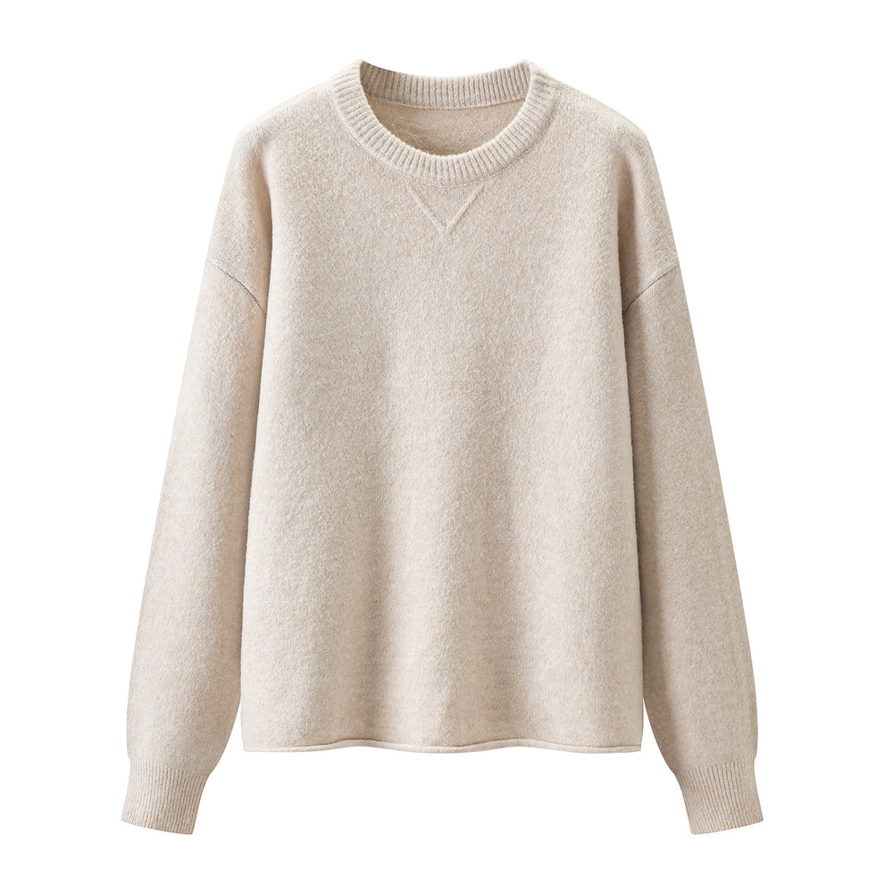Solid Color Round Neck Relaxed Fit Knit Top and Shorts Set for Women — autre détail