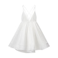 Robe caraco dos nu col V profond – Style vacances tendance, fermeture zip — coloris White