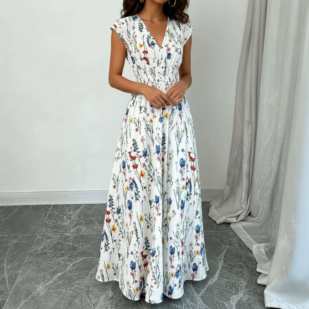 V-neck lace up dress — détail