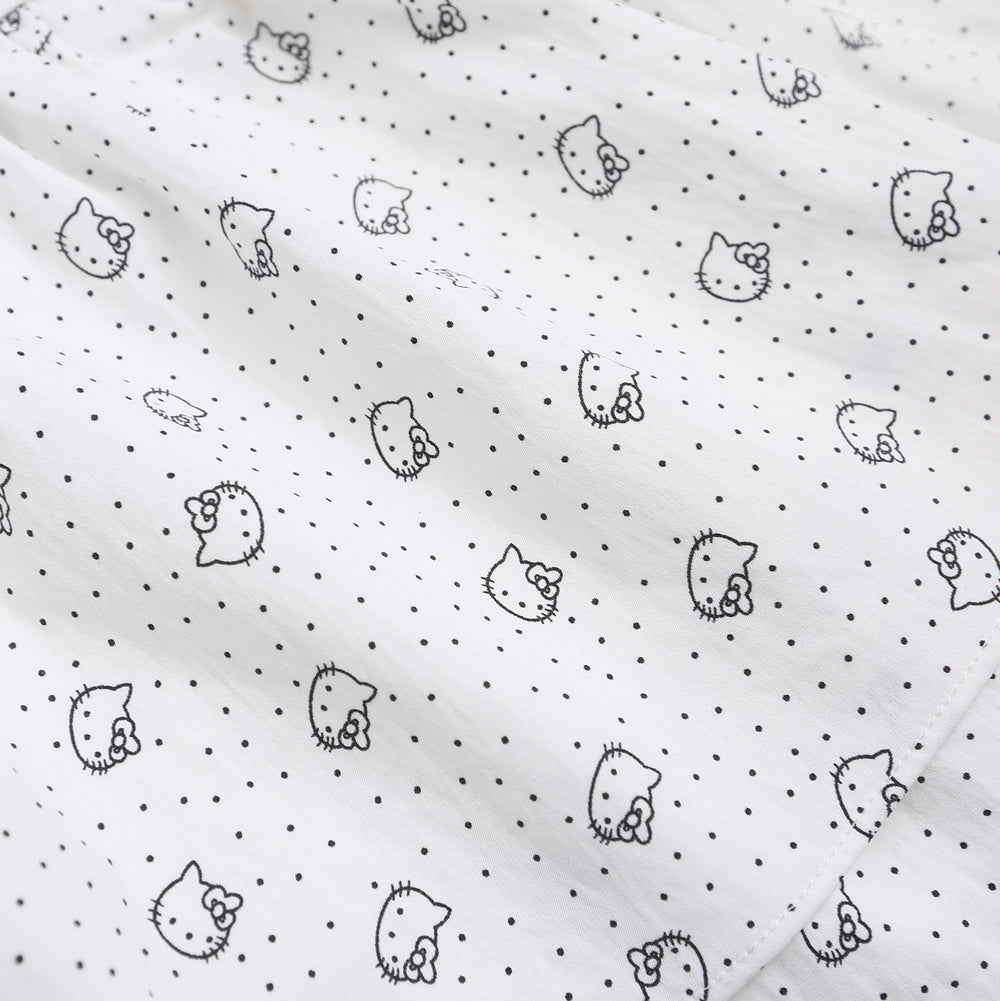 White Polka Dot Cat Patchwork Skirt Pants Side Tie Loose Slimming Sweet Girl Chic Short Skirt — détail