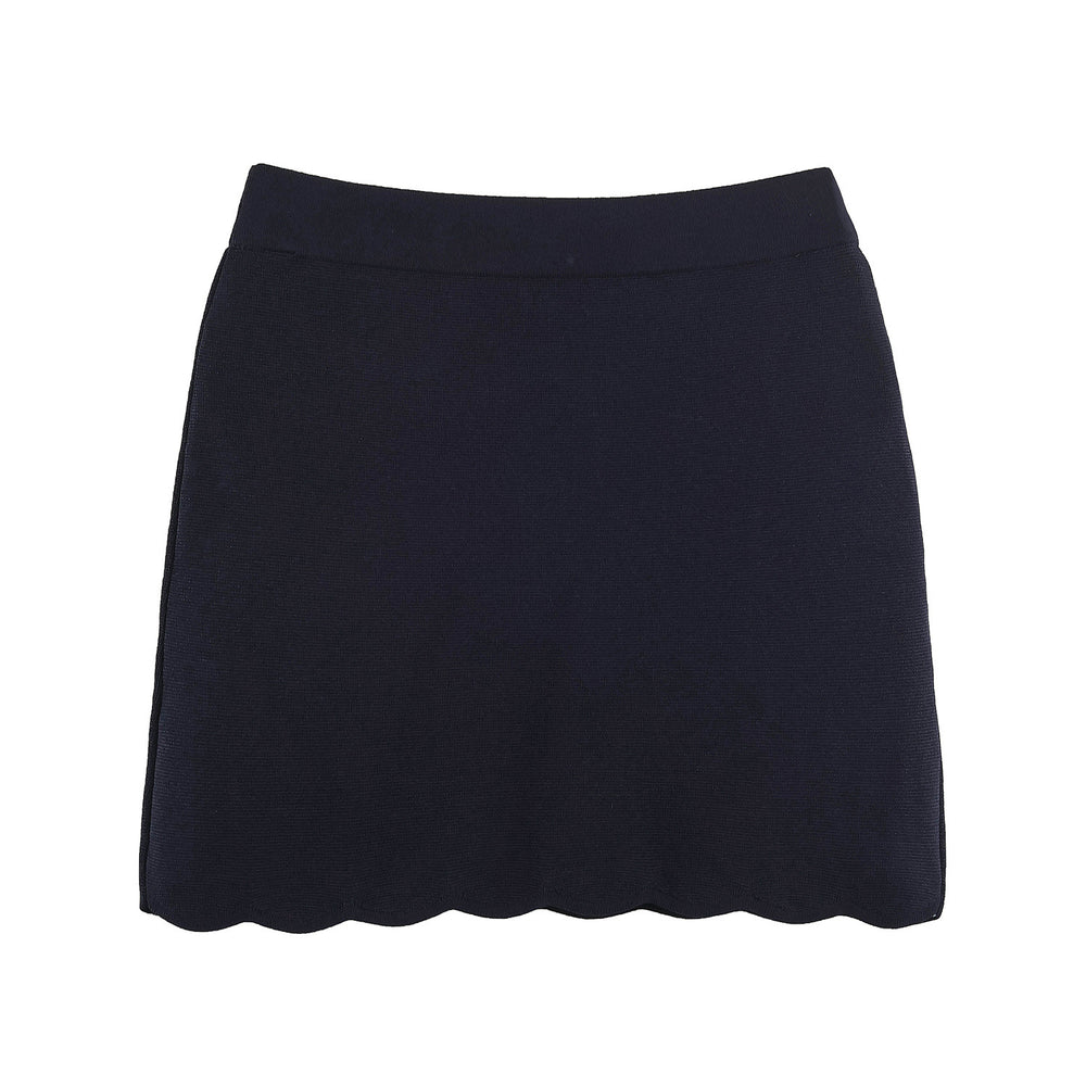 Wave hem knitted jacket+half skirt set for women — détail