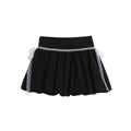 Jupe courte bouffante taille haute en dentelle – Contraste noir et blanc, style floral — coloris Black