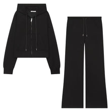 Vue produit — Zipper hooded double-sided fabric hoodie+pants set