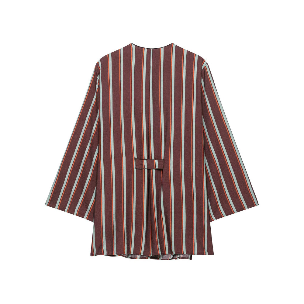 Deep V-neck double breasted striped jacket+pants set for women — autre détail
