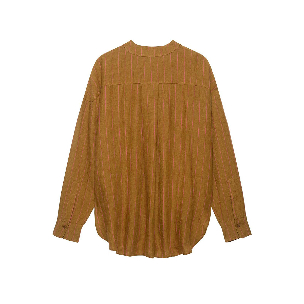 V-neck linen striped shirt+pants set for women