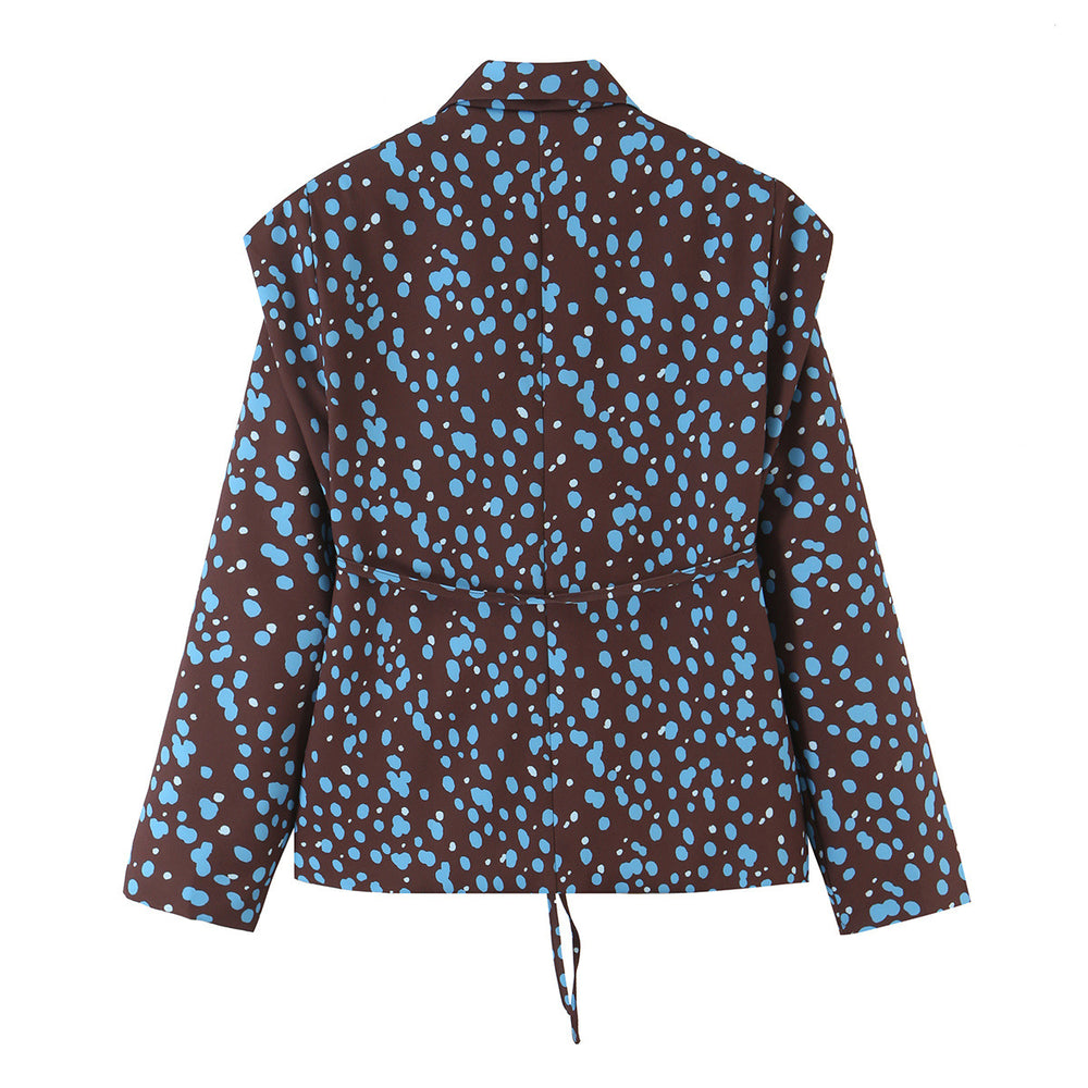 Modern polka dot belt suit+pants suit for women — autre détail