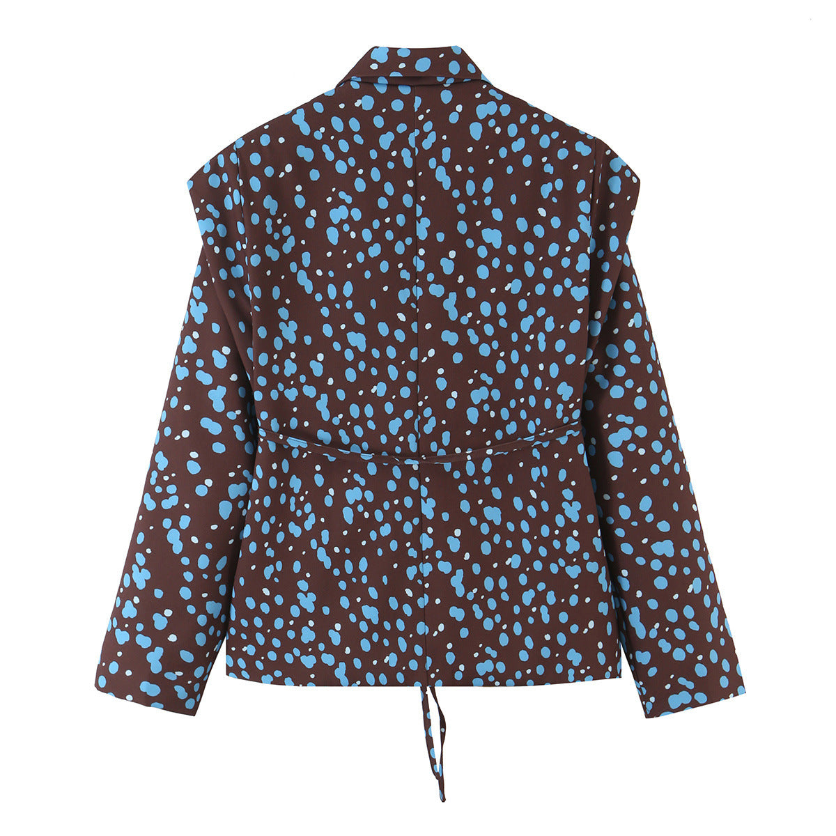 Modern polka dot belt suit+pants suit for women