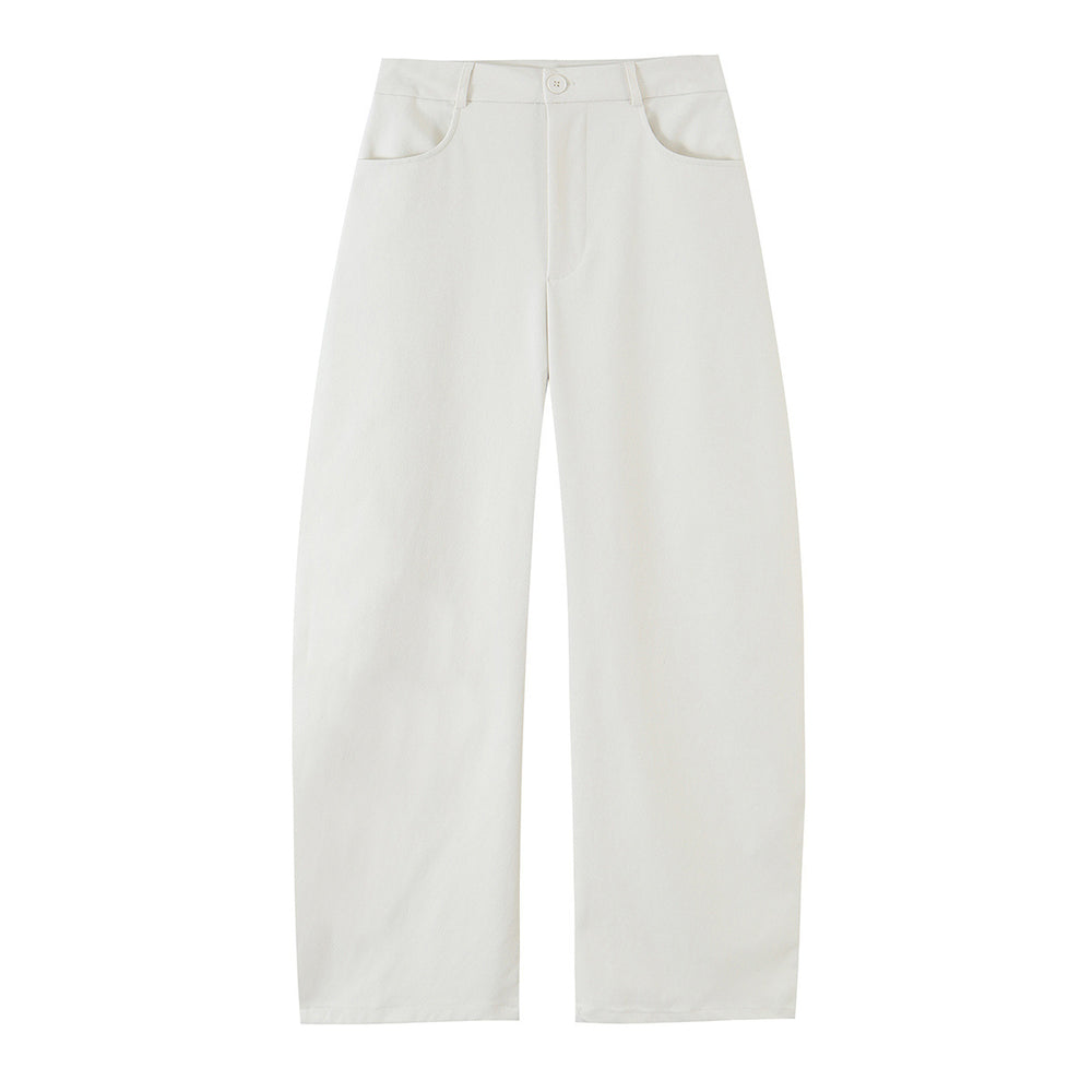 Single row buckle loose shirt+pants set for women — détail