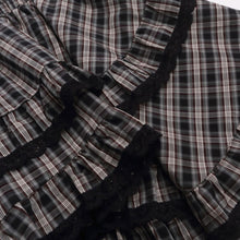Détail produit — Heavy Black Lace Patchwork Plaid Skirt, Layered Ruffle Versatile Mini Skirt