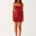 Robe caraco sans manches pour femme — coloris Red