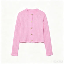 Détail produit — Button up round neck knitted sweater jacket+half skirt set for women